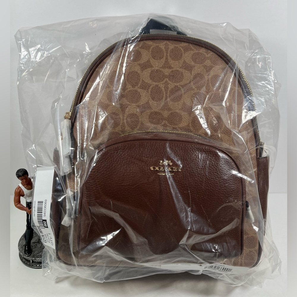 Sold ❌NWT! Coach Sig COURT Backpack Tan/Brown $450